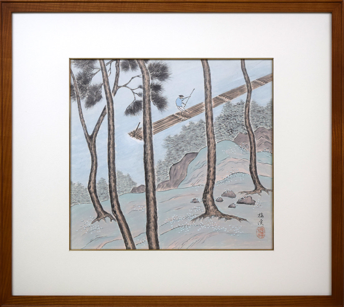 石原梅渓「風景画」日本画・6号 絵画買取・販売の小竹美術
