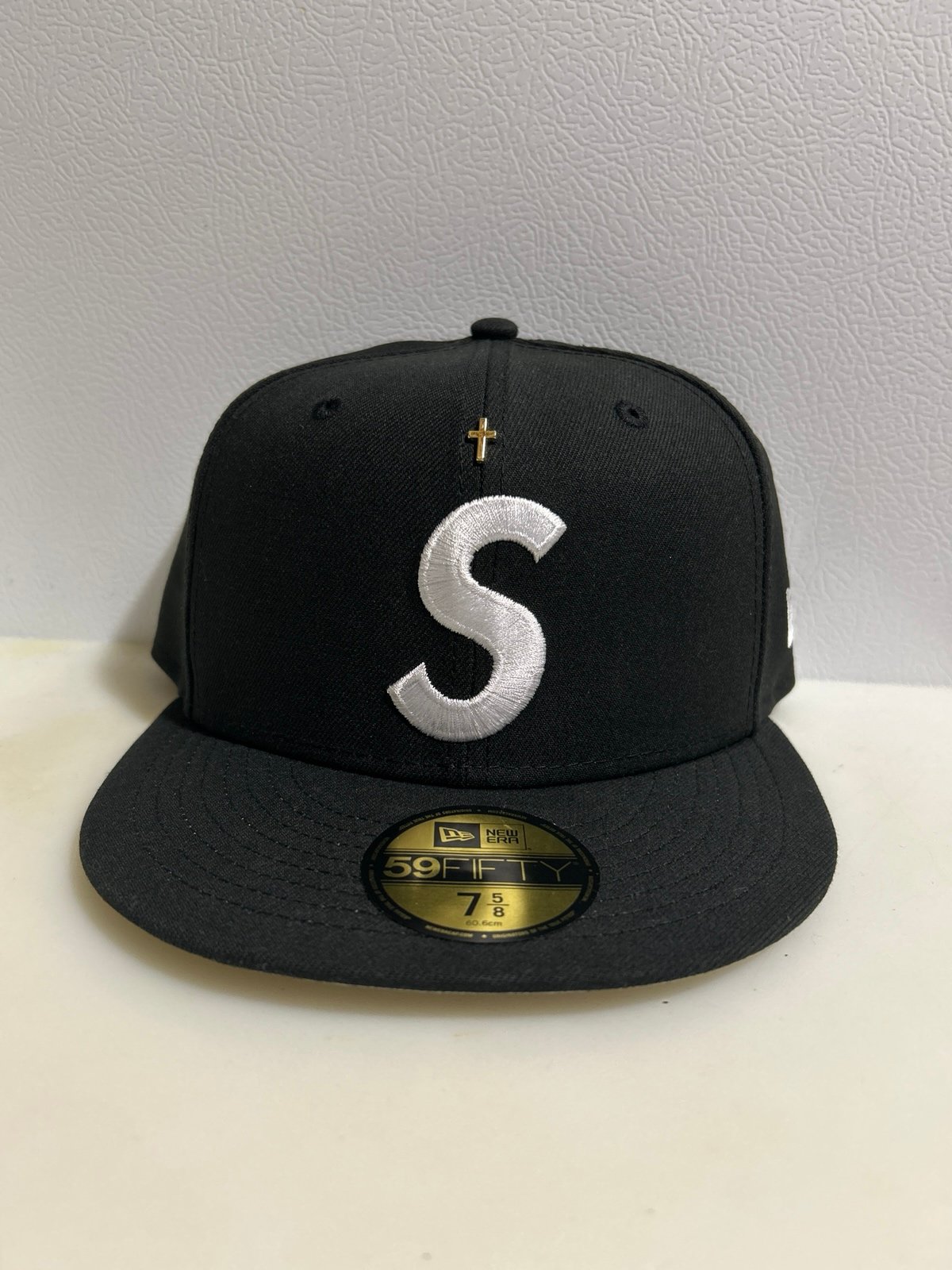 Supreme Gold Cross S Logo New Era Fitted Hat Size 7 5/8