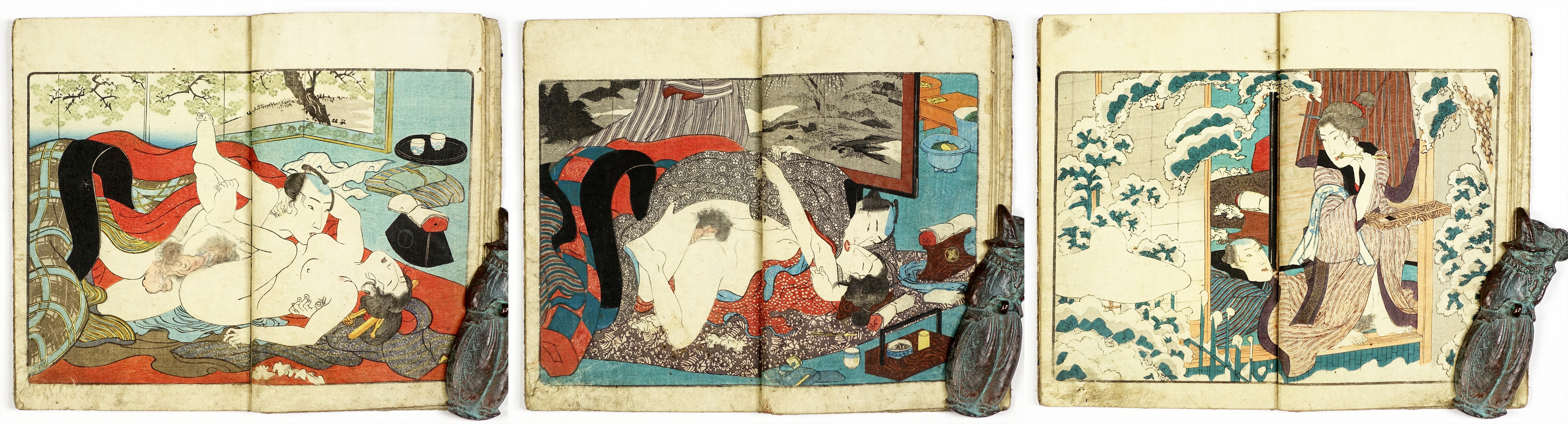 満古とくら辺（まことくらべ）」艶本 明治期彩色木版画 1冊|春画 和本