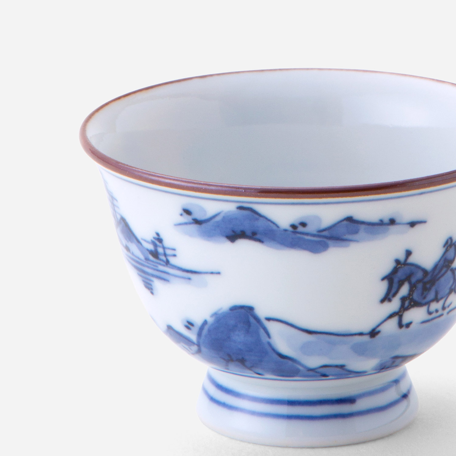 煎茶 染付 碗 五件 時代物(K-LC763) 煎茶 染付 碗 五件 時代物(K-LC763