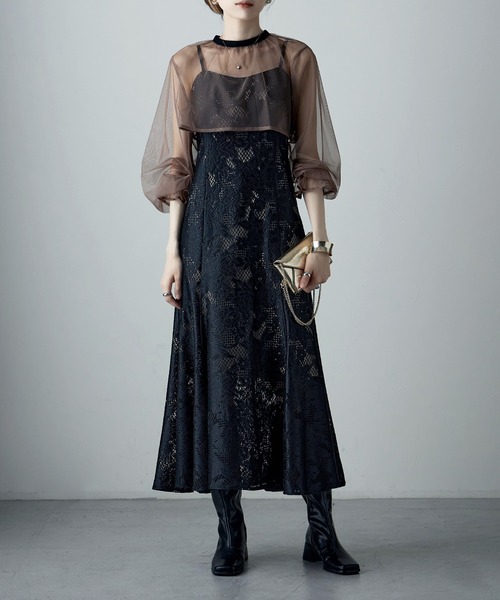 etoll.（エトル） ドレス 3wayシフォンボレロ＆レースキャミドレス