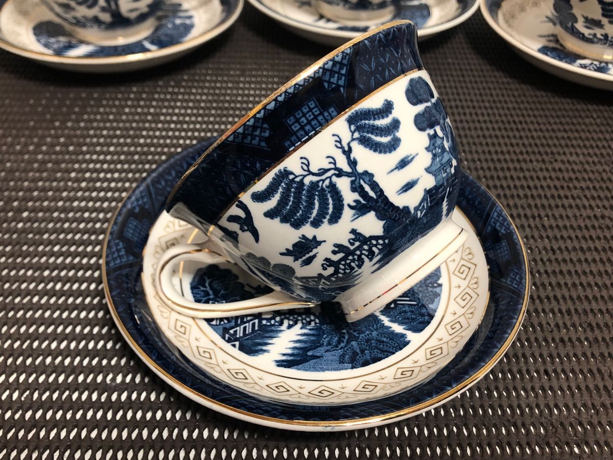 昭和レトロ ニッコー ダブルフェニックス 山水 カップ＆ソーサー 5客