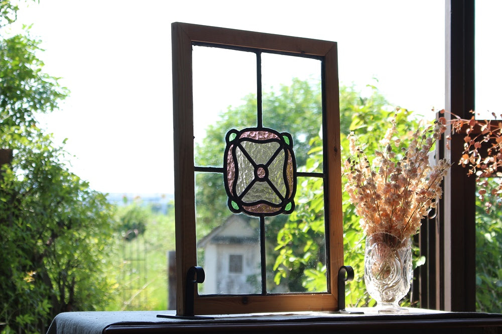 花のステンドグラス イギリスアンティーク 42cm×59cm – チェルシーオールド
