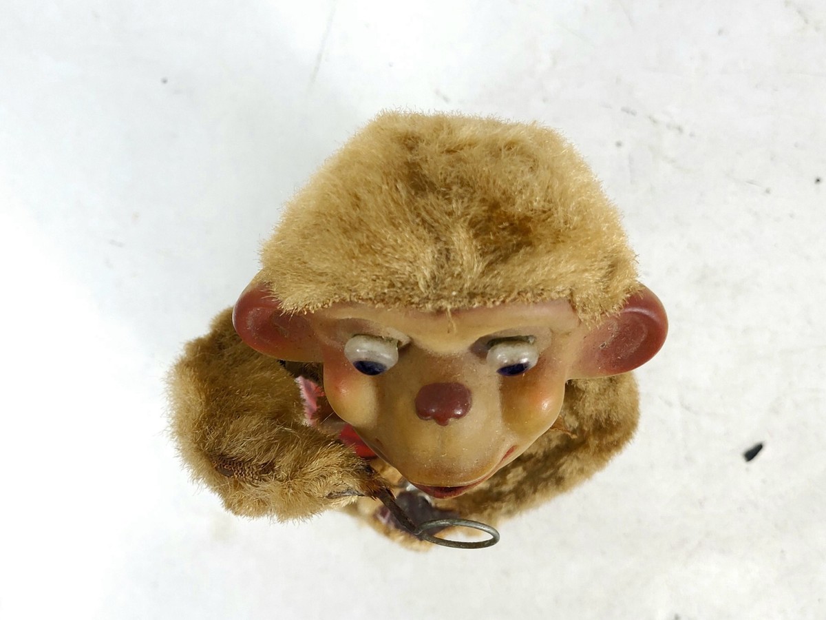 Vintage Alps Battery Operated Monkey Blowing Bubbles Tin Japan FOR