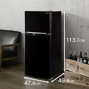 Amazon | Grand-Line 冷蔵庫 118L 2ドア 冷凍冷蔵庫 ブラック AR