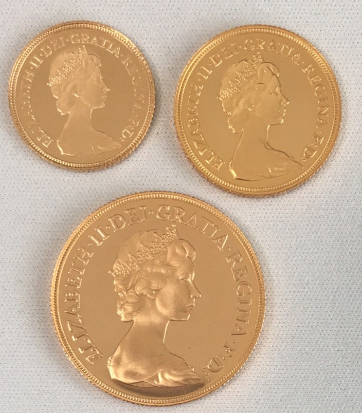 1983年グレートブリテン プルーフソブリン金貨3枚セット箱付き | 生産