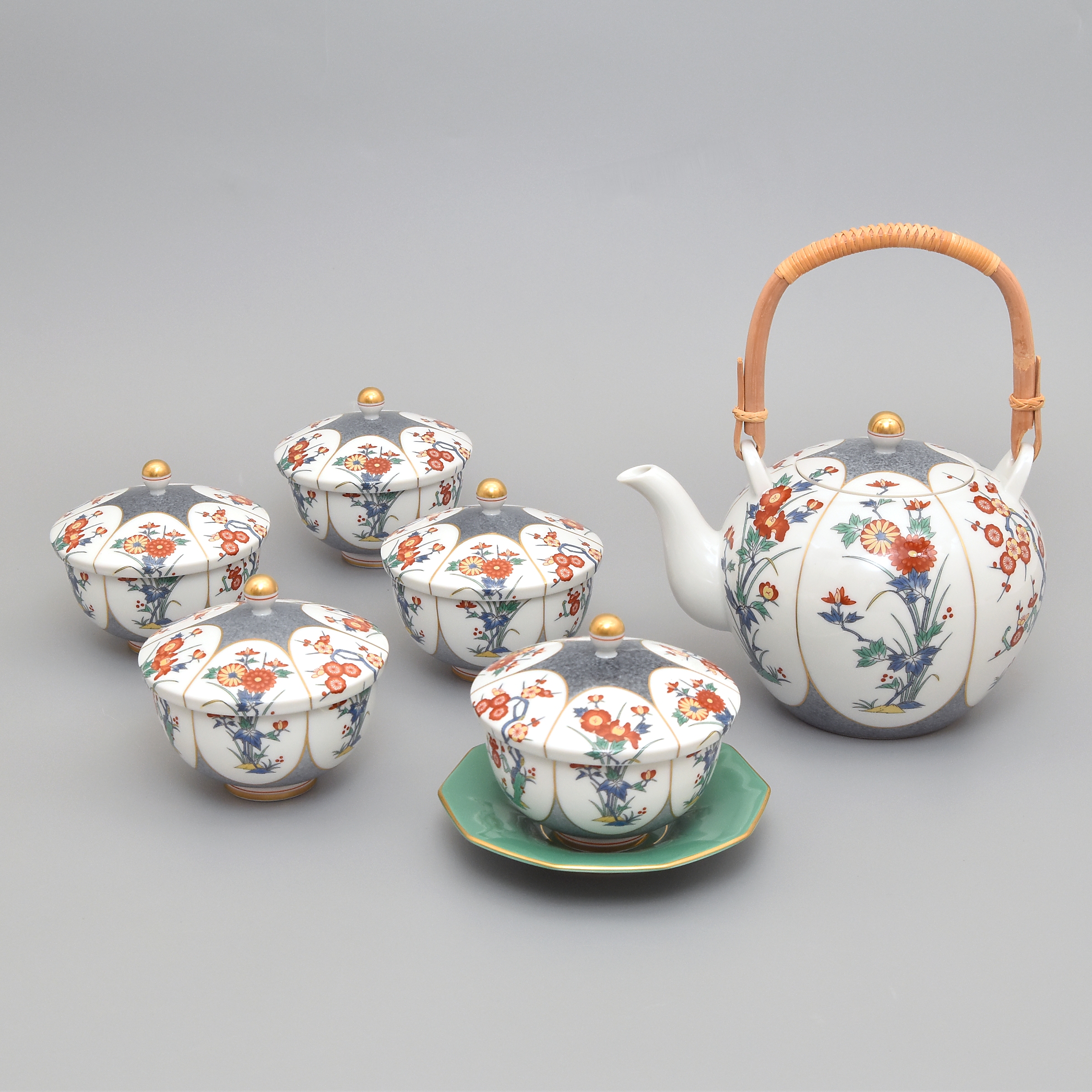 菊牡丹）高級茶器セット（急須・湯のみセット）|有田焼の老舗-香蘭社