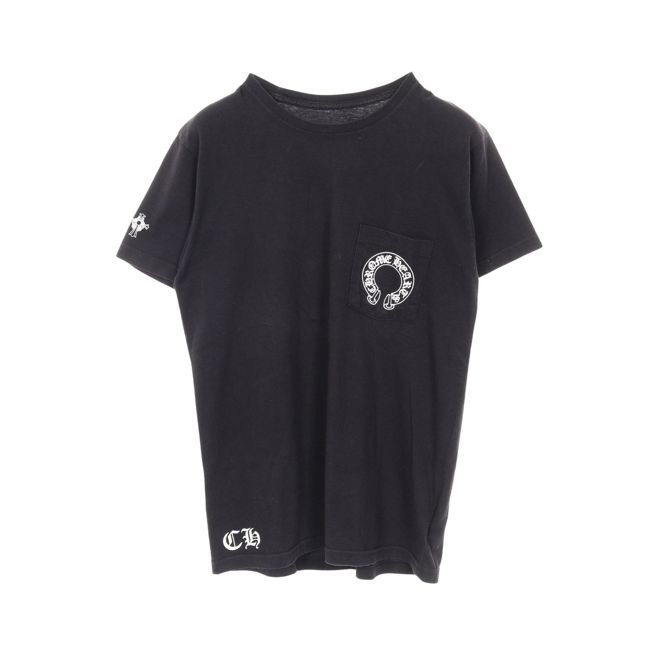 ホースシュー ポケット Tシャツ クルーネック 半袖 コットン ブラック