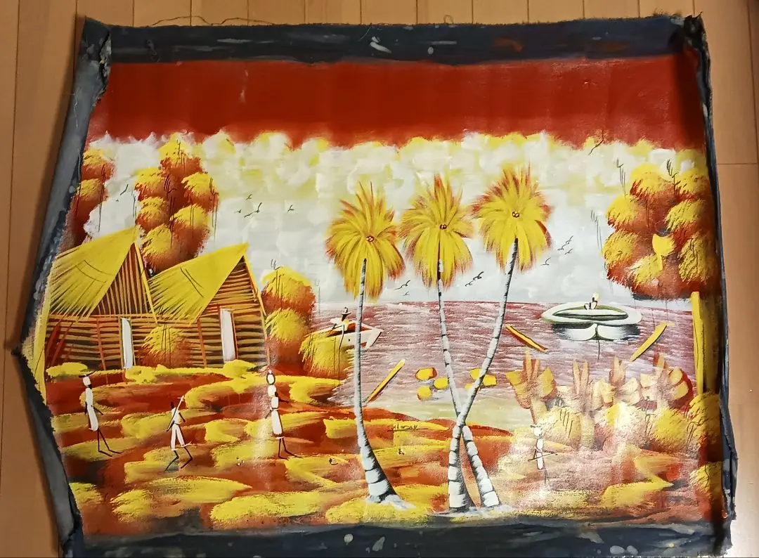 ハイチアート】絵画 マーケット サイン有り ハイチアンヴィンテージ