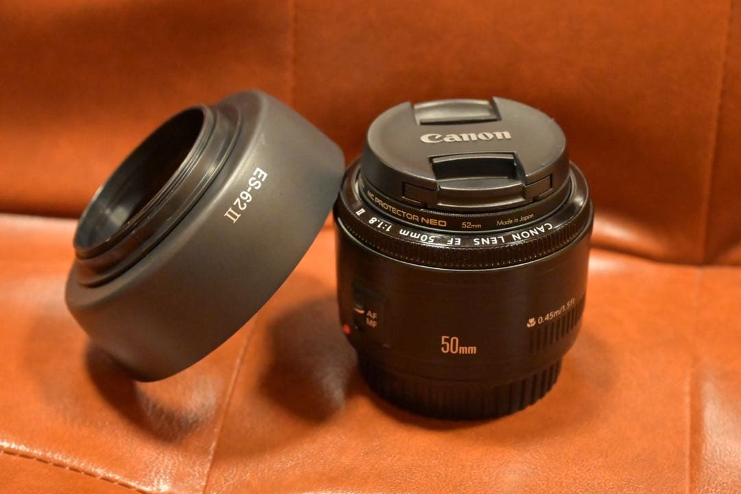 フード付属 美品 Canon EF 50mm F1.8 II Canon キャノン EF50mm F1.8 STM+花形レンズフード S11537326