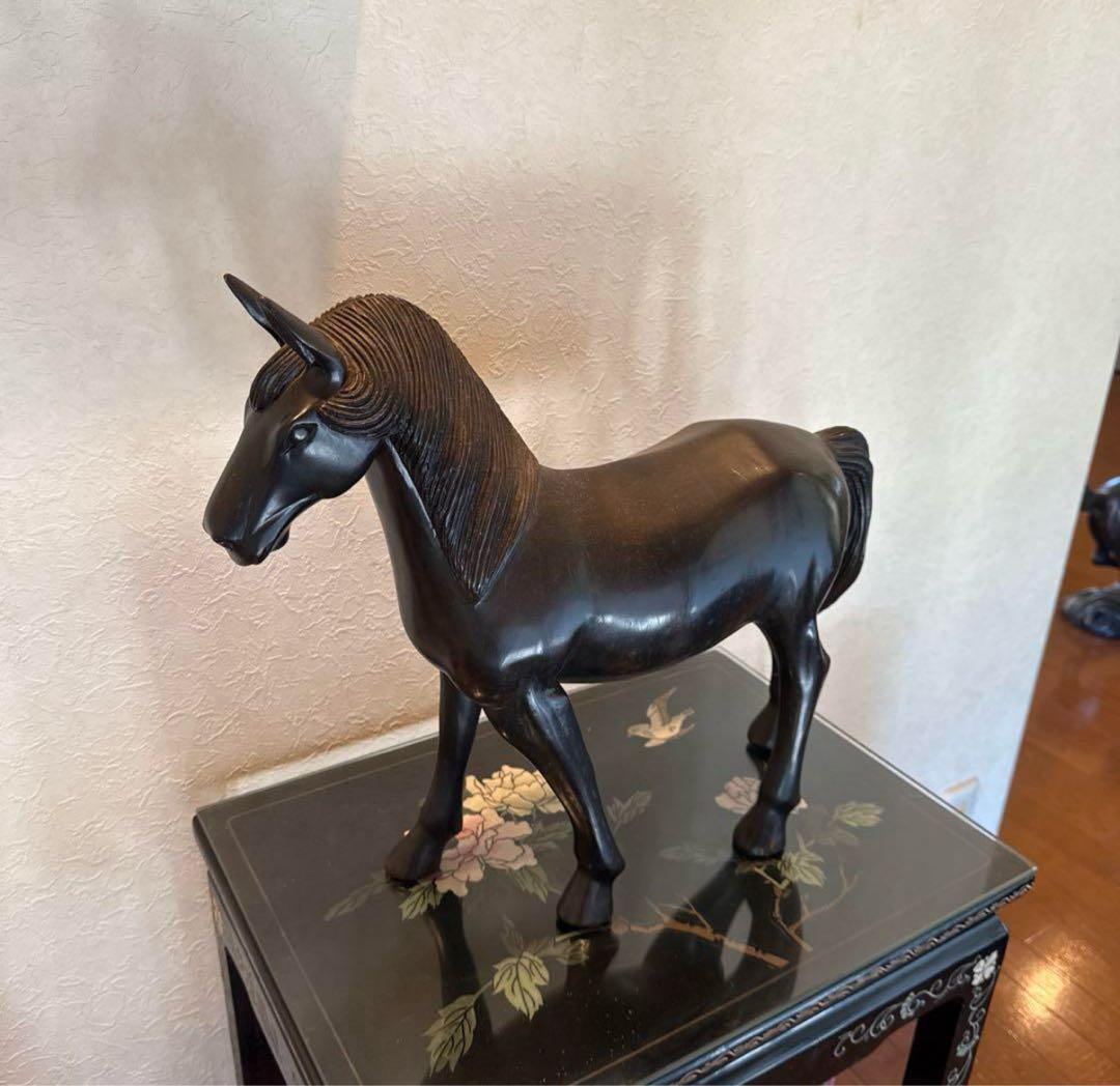 本黒檀ユニコーン 木彫り置物高級インテリア希少 本黒檀ユニコーン 木彫り置物高級インテリア希少 本黒檀 ユニコーン