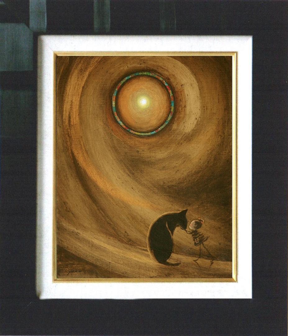 油絵 菅家令子 絵 絵画インテリア額付(黒)F3-072819 祈り子犬猫女の子 油絵 菅家令子絵 絵画インテリア額付(銀) F3-072819 祈り子犬猫女の子