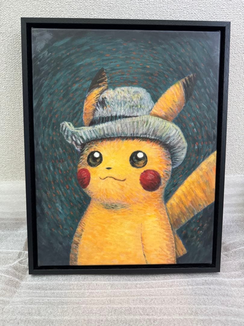 ゴッホ ピカチュウ キャンバスアート Sサイズ 35x45cm 黒枠 ☆正規品☆黒木枠 ゴッホ ピカチュウ キャンバスアート Sサイズ ゴッホ