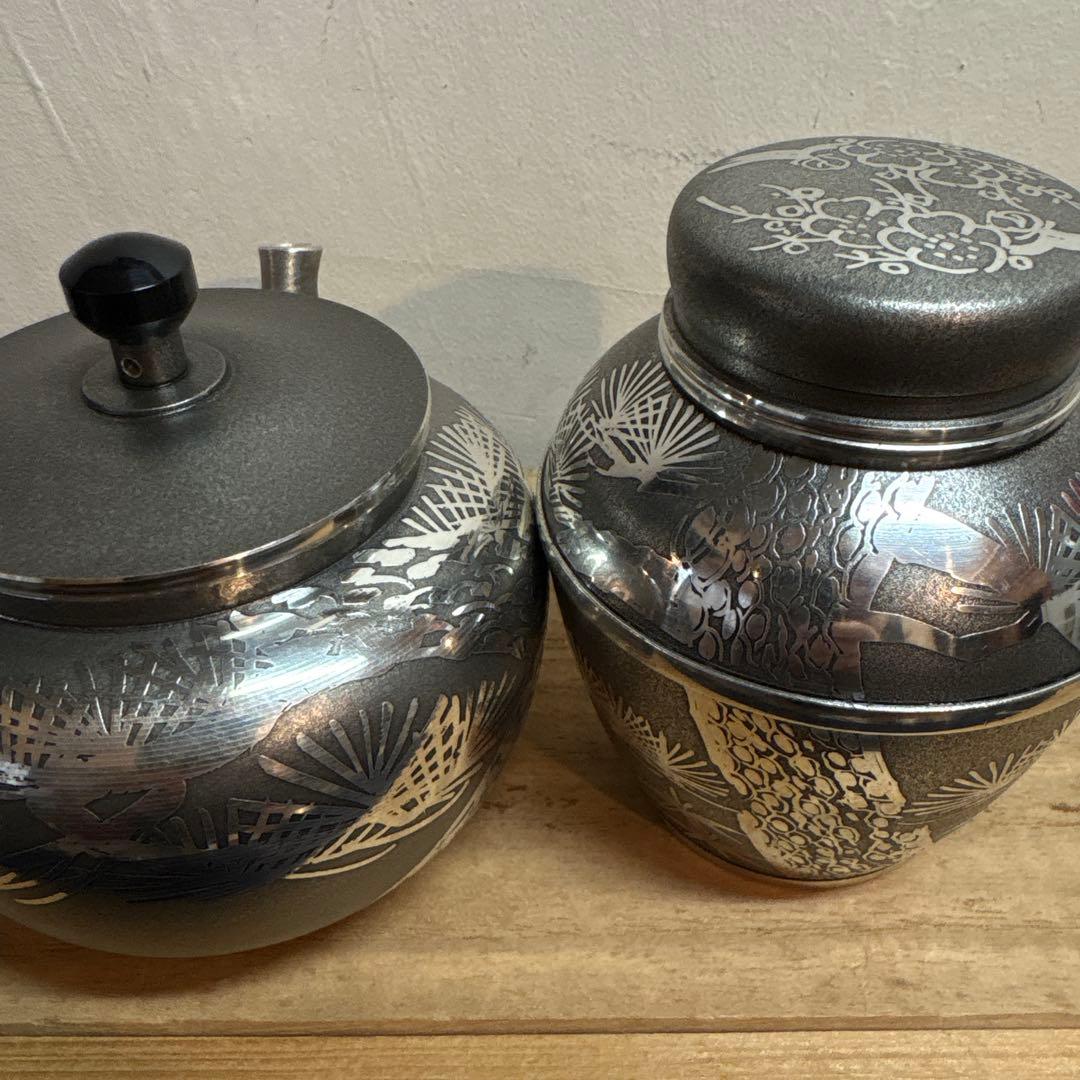 ア*️様 乾茂號造 本錫茶道具セット 急須 茶筒 茶托 乾茂號造 本錫